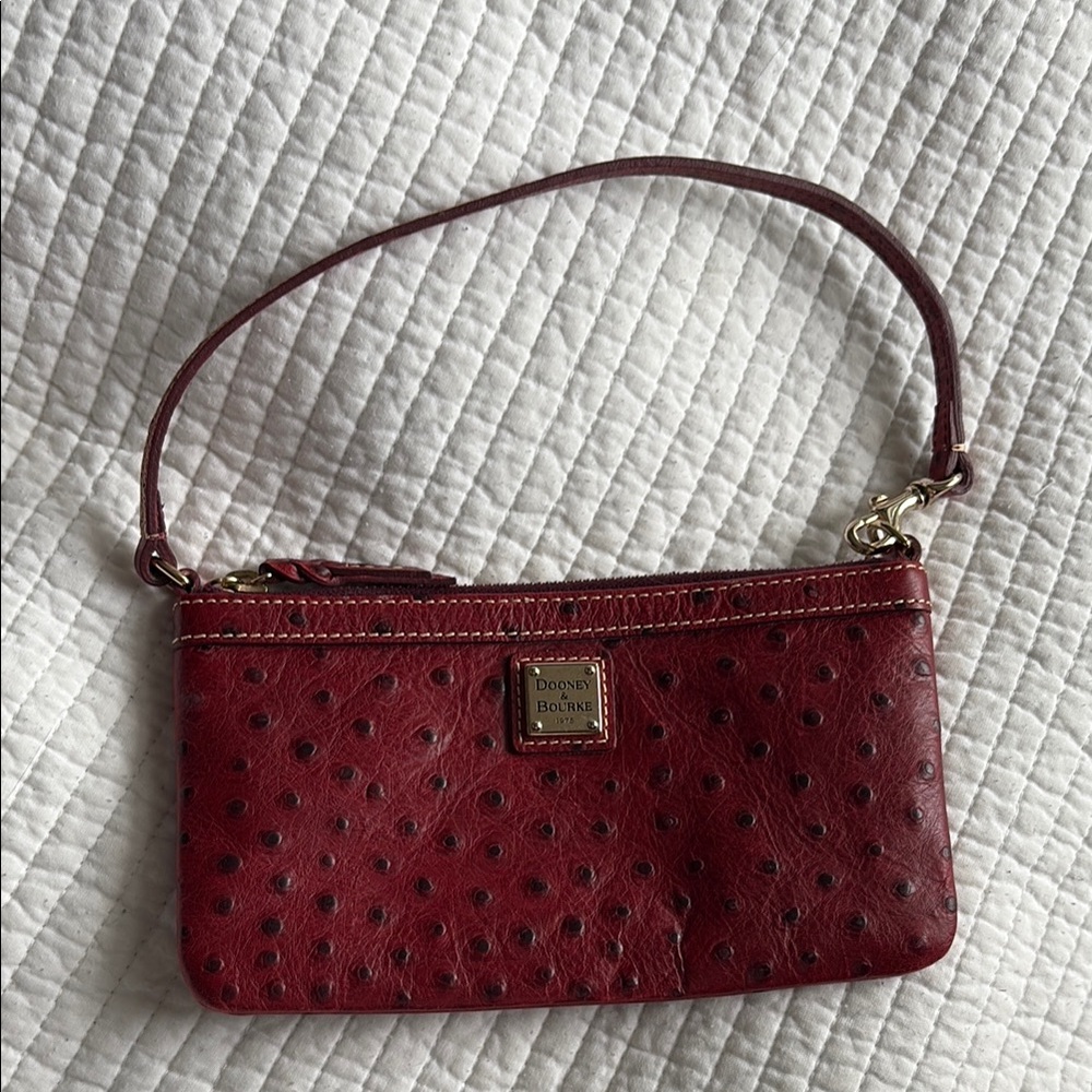 Dooney & Bourke Red Ostrich Leather Wristlet